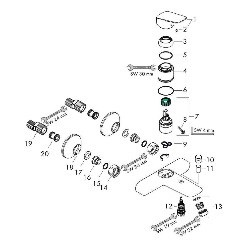 hansgrohe Logis Einhebel-Wannenmischer Aufputz 20l/min, Chrom... HANSGROHE-71400000 4011097738260 (Abb. 2)