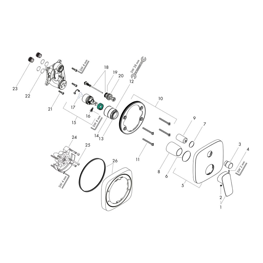 hansgrohe Logis Einhebel-Wannenmischer Unterputz 29l/min für iBox universal, Chrom... HANSGROHE-71405000 4011097738246 (Abb. 2)