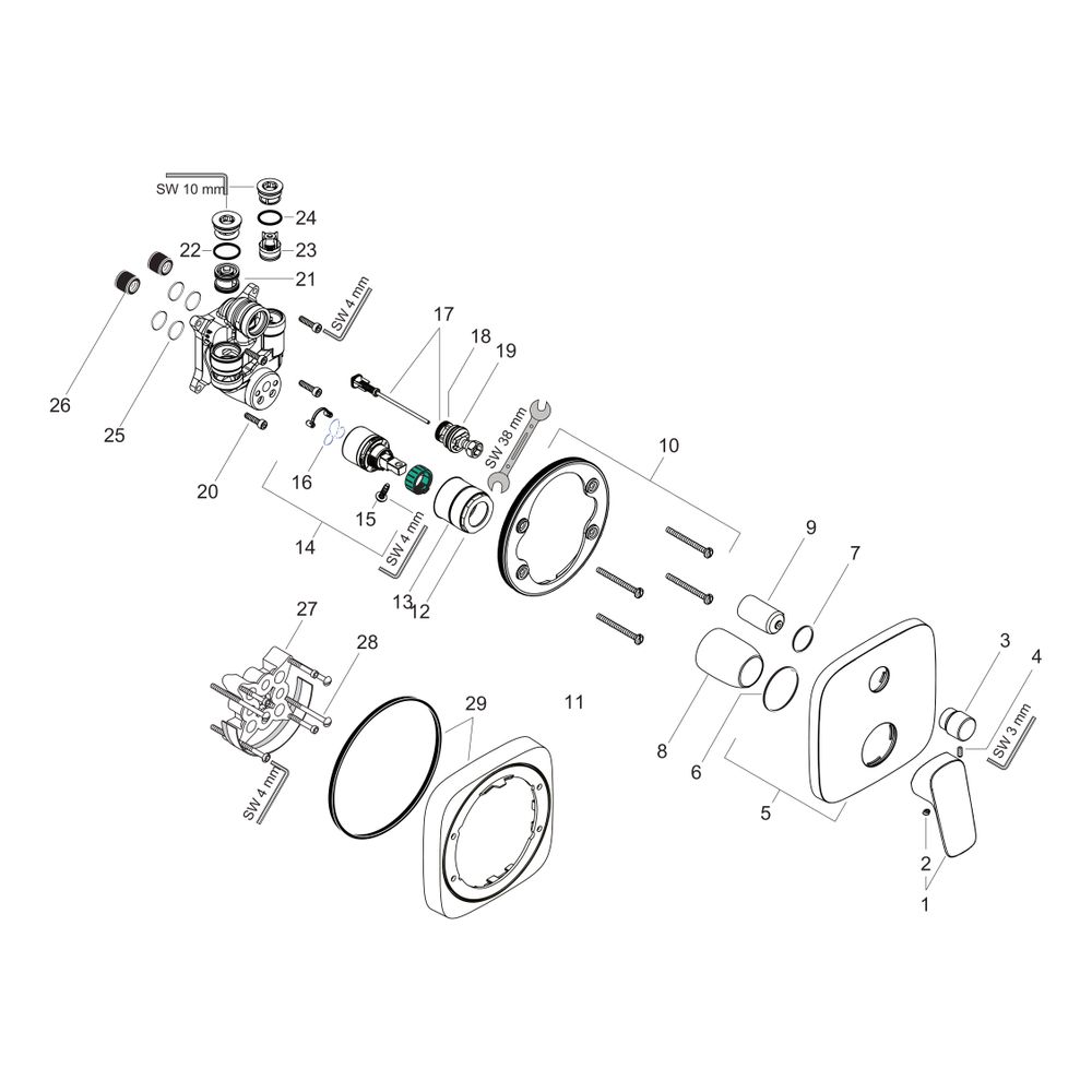 hansgrohe Logis Einhebel-Wannenmischer Unterputz 25,6l/min Chrom mit Sicherungskomb... HANSGROHE-71407000 4011097769967 (Abb. 2)