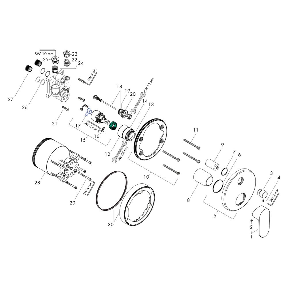 hansgrohe Vernis Blend Einhebel-Wannenmischer Unterputz 25l/min, Mattschwarz mit Si... HANSGROHE-71467670 4059625363683 (Abb. 4)