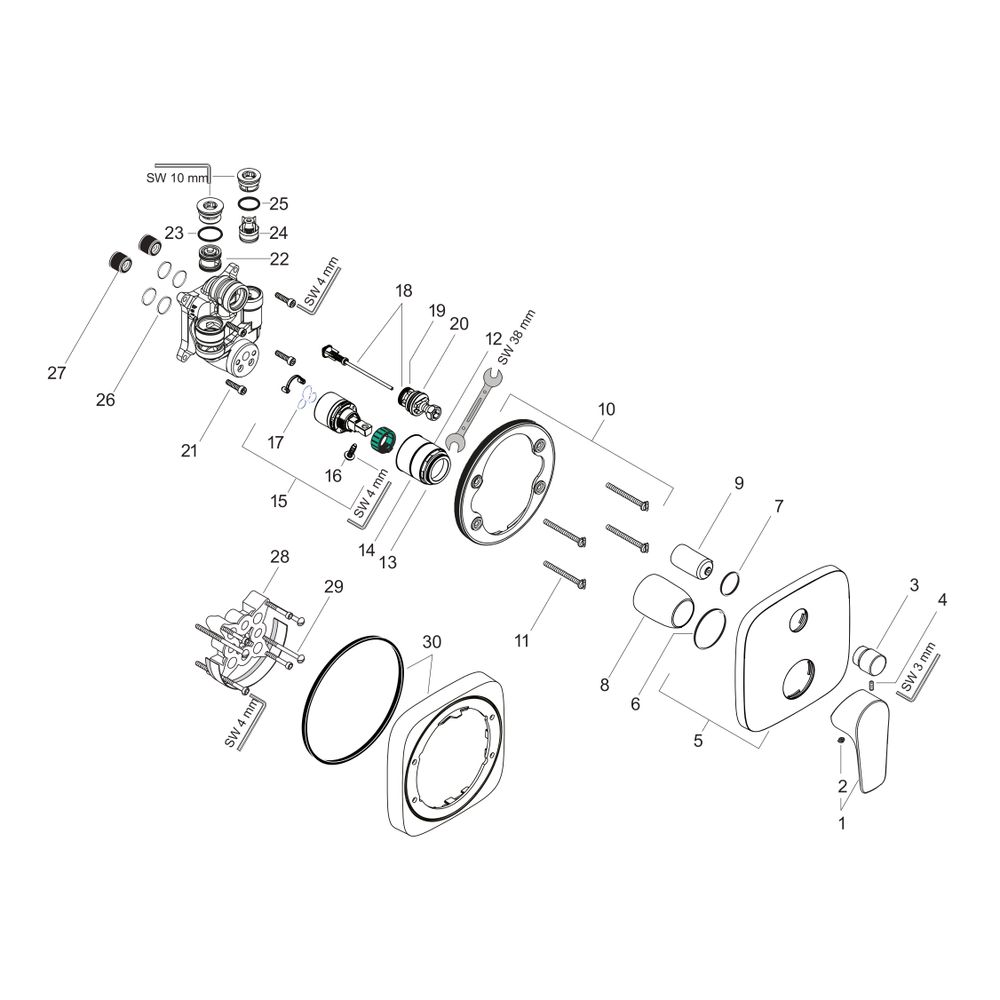 hansgrohe Talis E Einhebel-Wannenmischer Unterputz 25l/min Chrom mit Sicherungskomb... HANSGROHE-71474000 4011097778563 (Abb. 2)