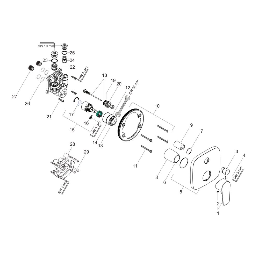 hansgrohe Talis E Einhebel-Wannenmischer Unterputz 25l/min Mattweiß mit Sicherungsk... HANSGROHE-71474700 4059625232002 (Abb. 2)