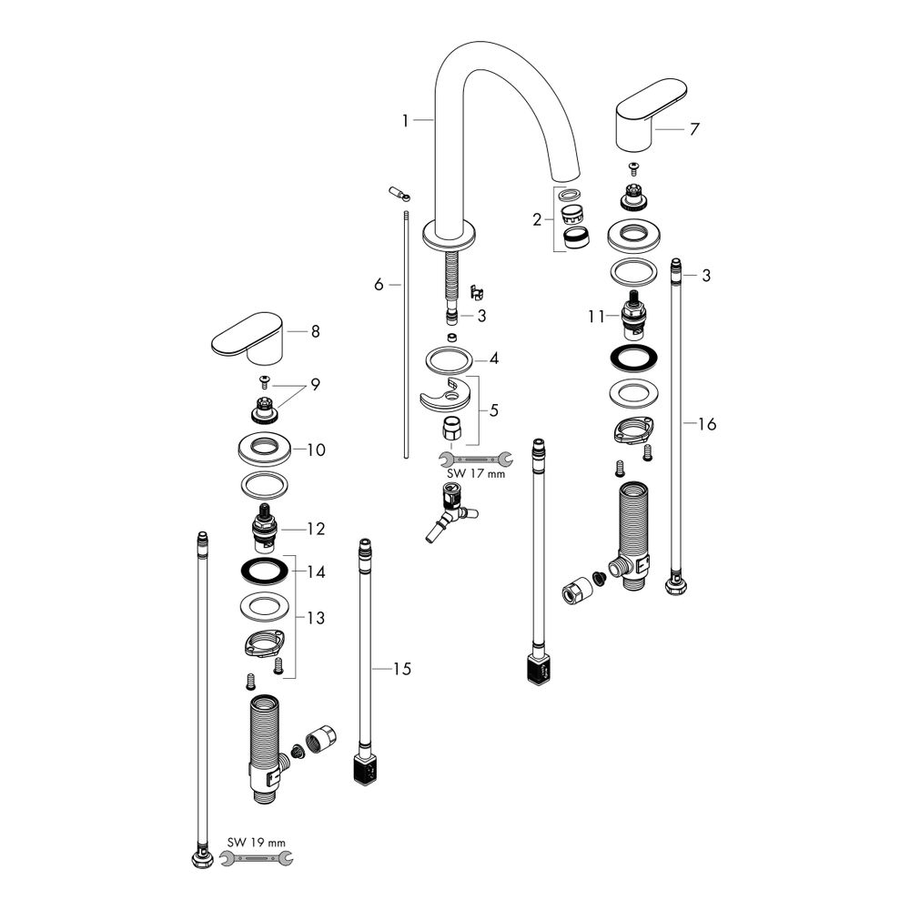 hansgrohe Vernis Blend 3-Loch Waschtischarmatur mit Zugstangen-Garnitur, Chrom... HANSGROHE-71553000 4059625325407 (Abb. 2)