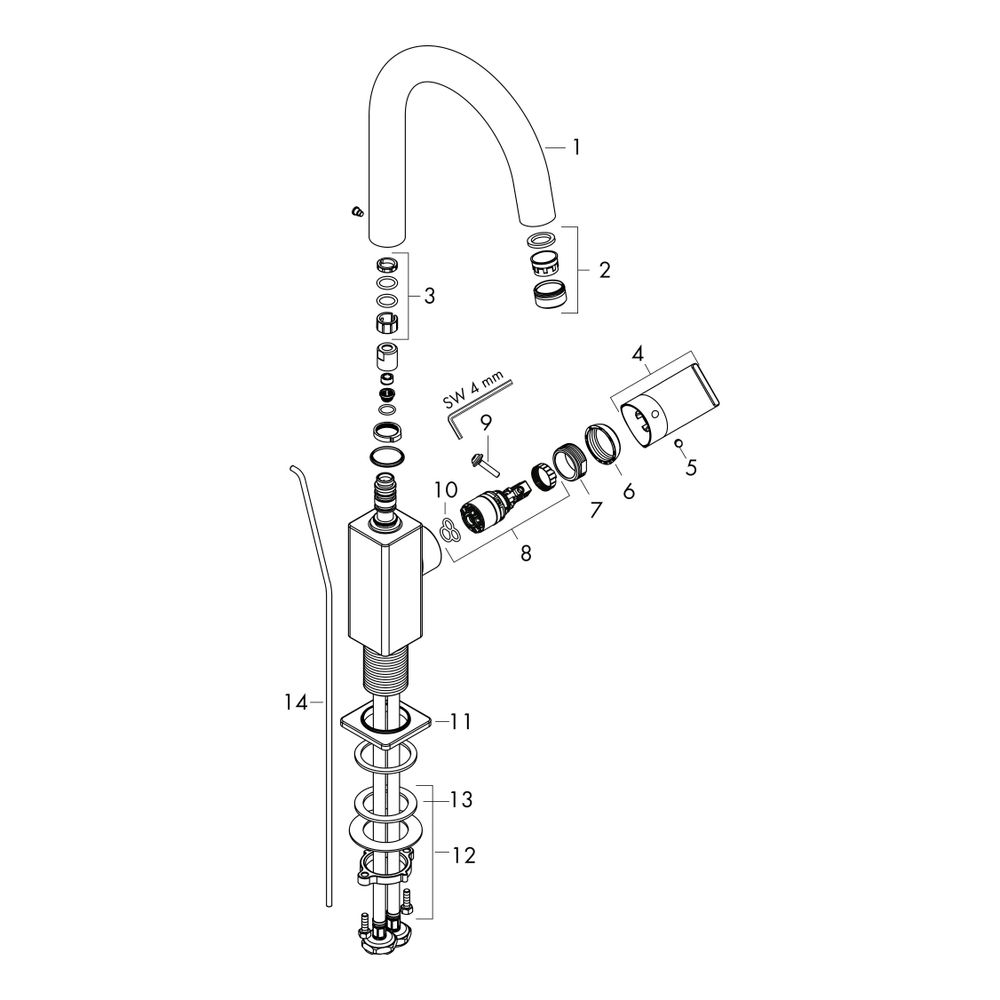 Hansgrohe Vernis Shape Einhebel-Waschtischmischer, 5l/min, Schwenkauslauf, Zugstang... HANSGROHE-71564000 4059625325483 (Abb. 3)