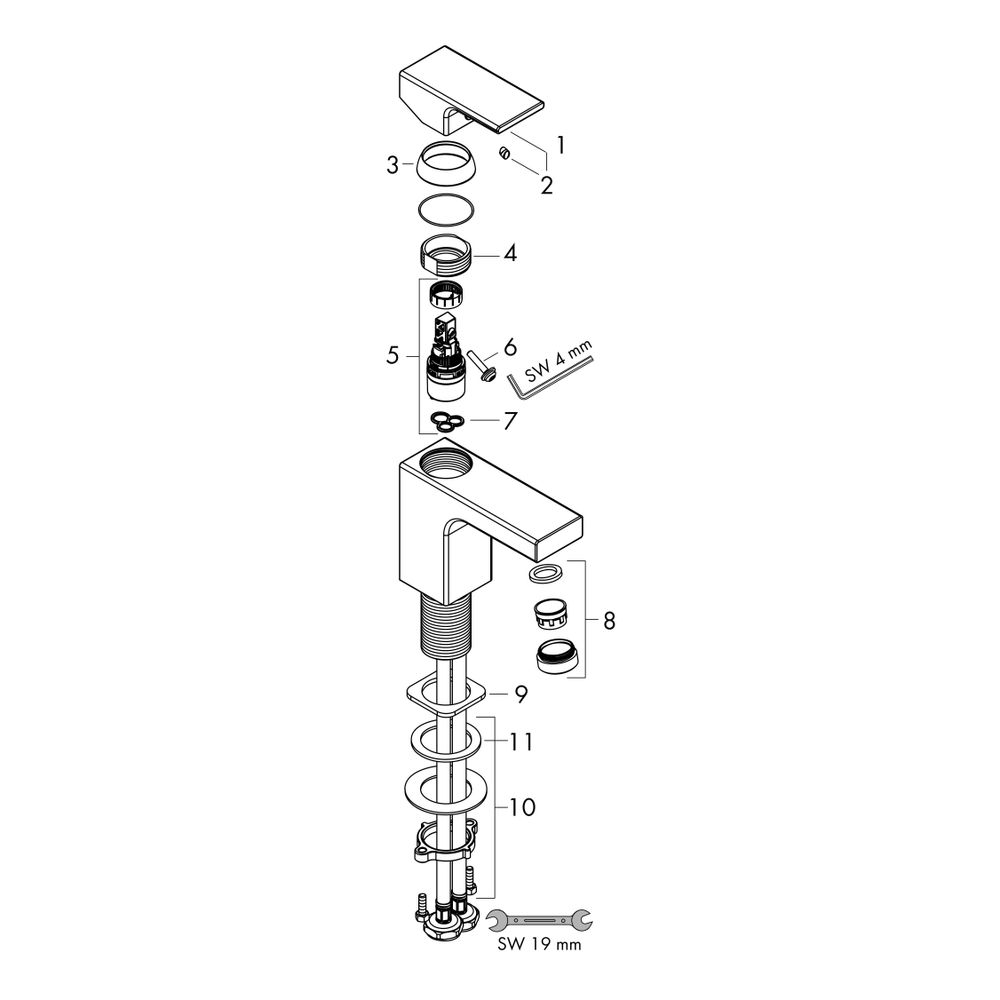 hansgrohe Vernis Shape Einhebel-Waschtischmischer 70mm 5l/min Chrom mit isolierter ... HANSGROHE-71567000 4059625325445 (Abb. 2)