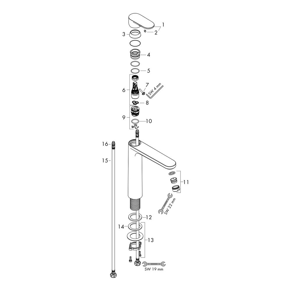 hansgrohe Vernis Blend Einhebel-Waschtischmischer 190mm 5l/min Chrom ohne Garnitur... HANSGROHE-71582000 4059625316139 (Abb. 2)