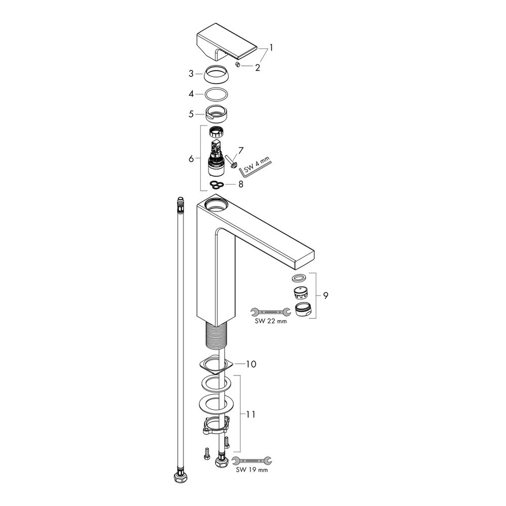 hansgrohe Vernis Shape Einhebel-Waschtischmischer 190mm 5l/min Chrom mit isolierter... HANSGROHE-71591000 4059625325469 (Abb. 2)