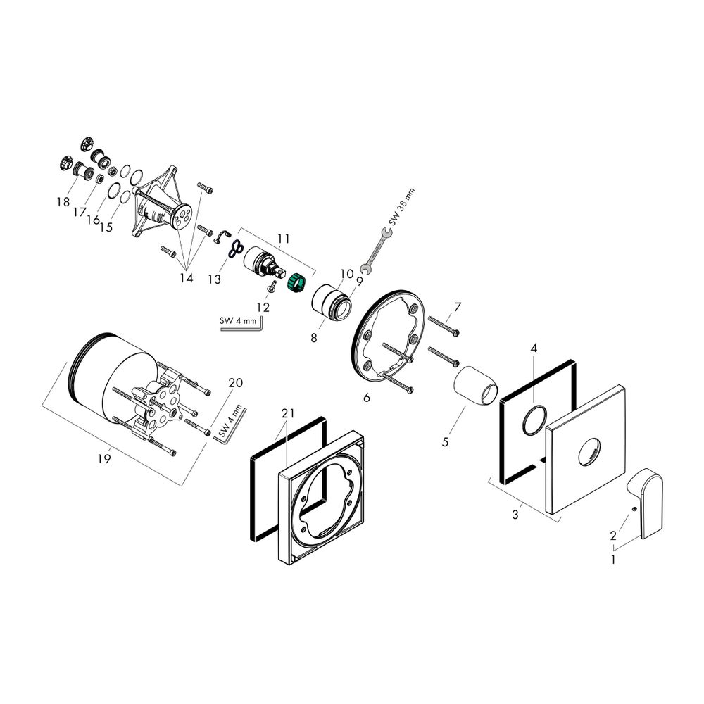 hansgrohe Vernis Shape Einhebel-Brausemischer Unterputz 29,3l/min, Mattschwarz für ... HANSGROHE-71668670 4059625363607 (Abb. 2)