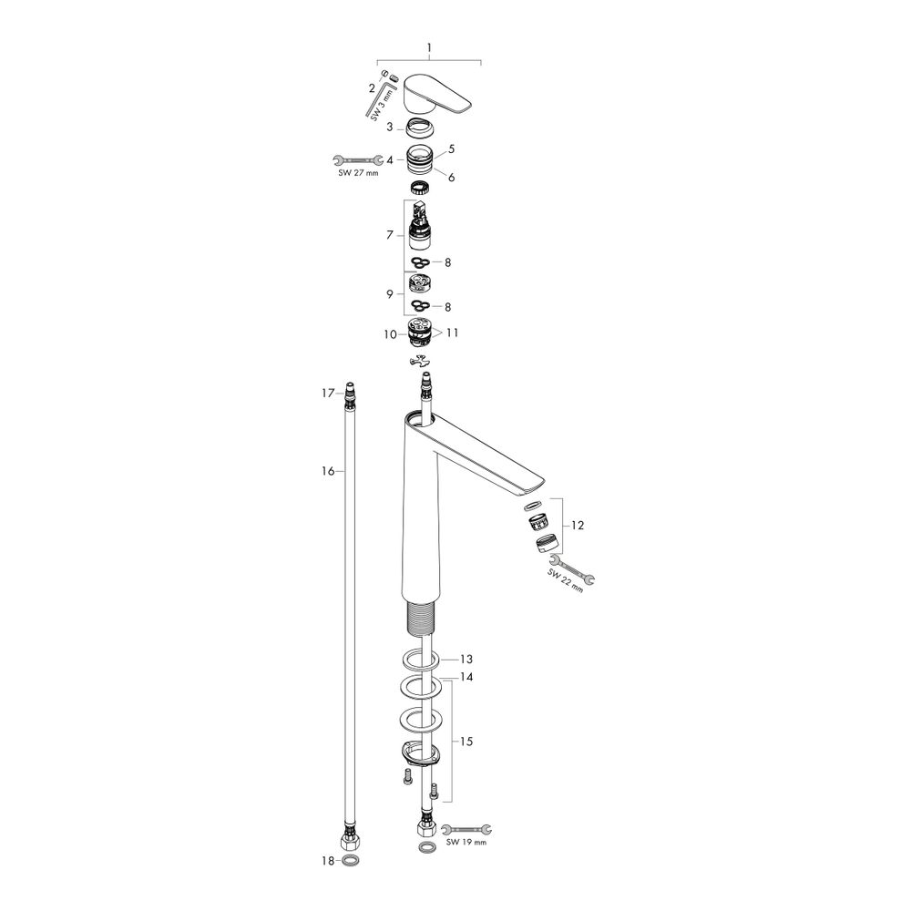 hansgrohe Talis E Einhebel-Waschtischmischer 240mm 5l/min Mattschwarz ohne Garnitur... HANSGROHE-71717670 4059625265840 (Abb. 2)