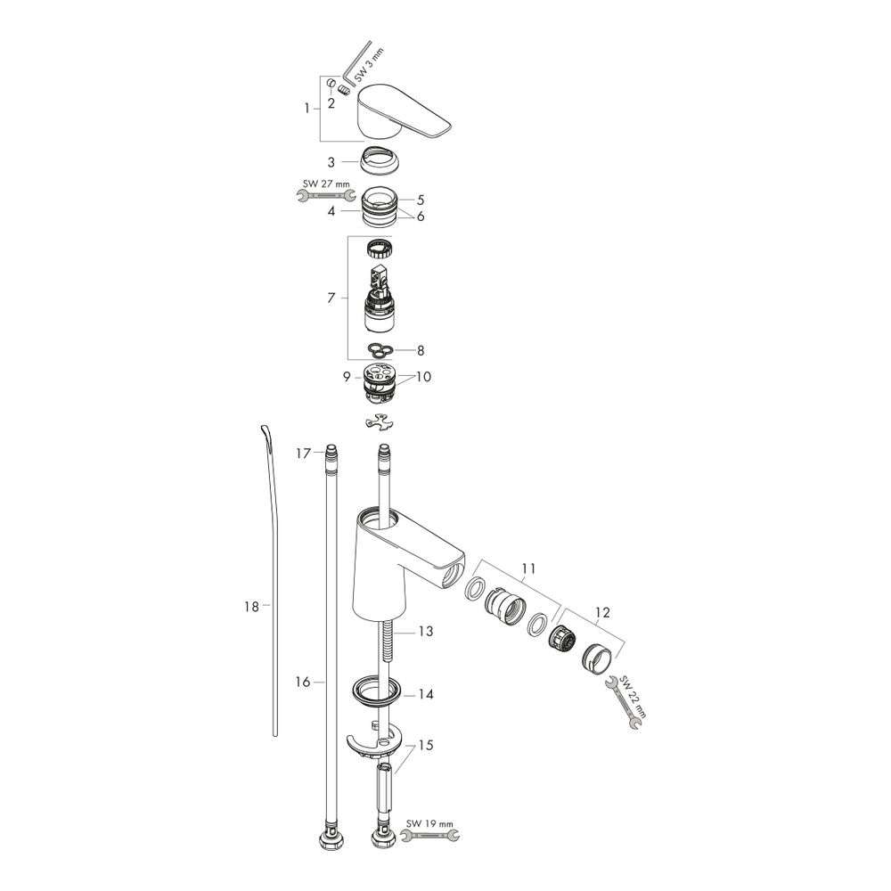 hansgrohe Talis E Einhebel-Bidetmischer 5l/min Schwarz/Chrom gebürstet mit Zugstang... HANSGROHE-71720340 4059625250440 (Abb. 2)