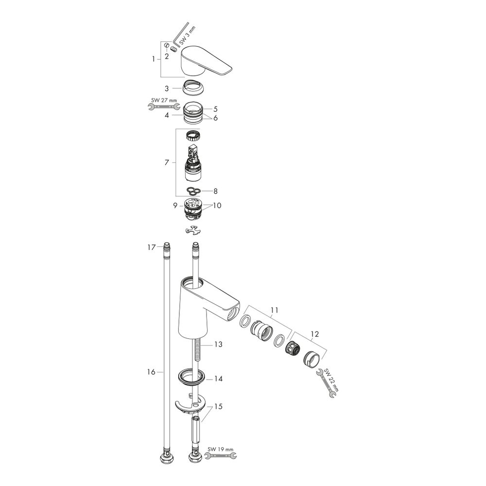 hansgrohe Talis E Einhebel-Bidetmischer 5l/min Chrom mit Push-Open Garnitur... HANSGROHE-71721000 4011097770802 (Abb. 2)