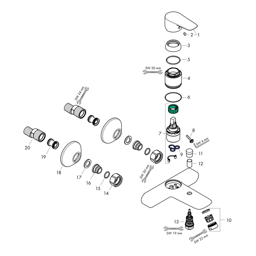 hansgrohe Talis E Einhebel-Wannenmischer Aufputz 19,2l/min, Chrom... HANSGROHE-71740000 4011097770864 (Abb. 2)