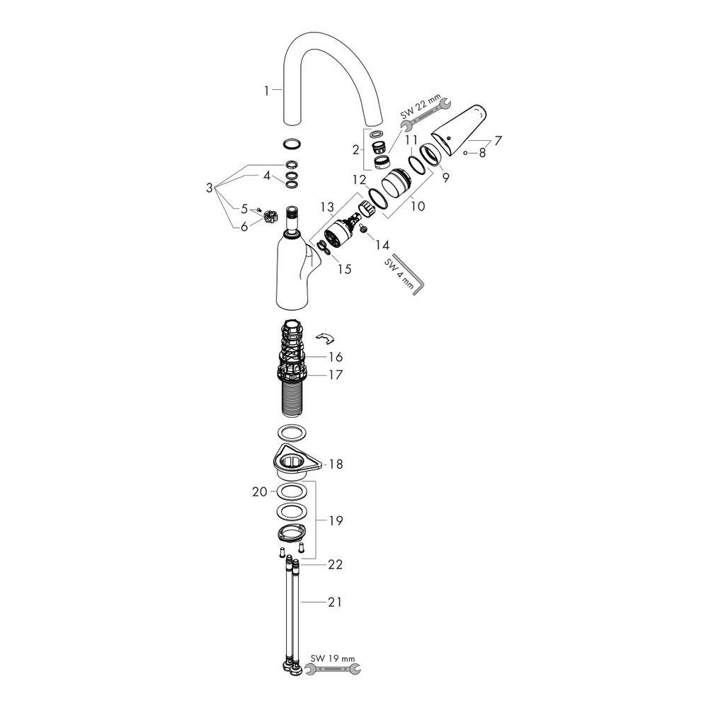 hansgrohe Focus M42 Einhebel-Küchenmischer 220mm 10l/min 1jet, Chrom... HANSGROHE-71802000 4059625085080 (Abb. 2)