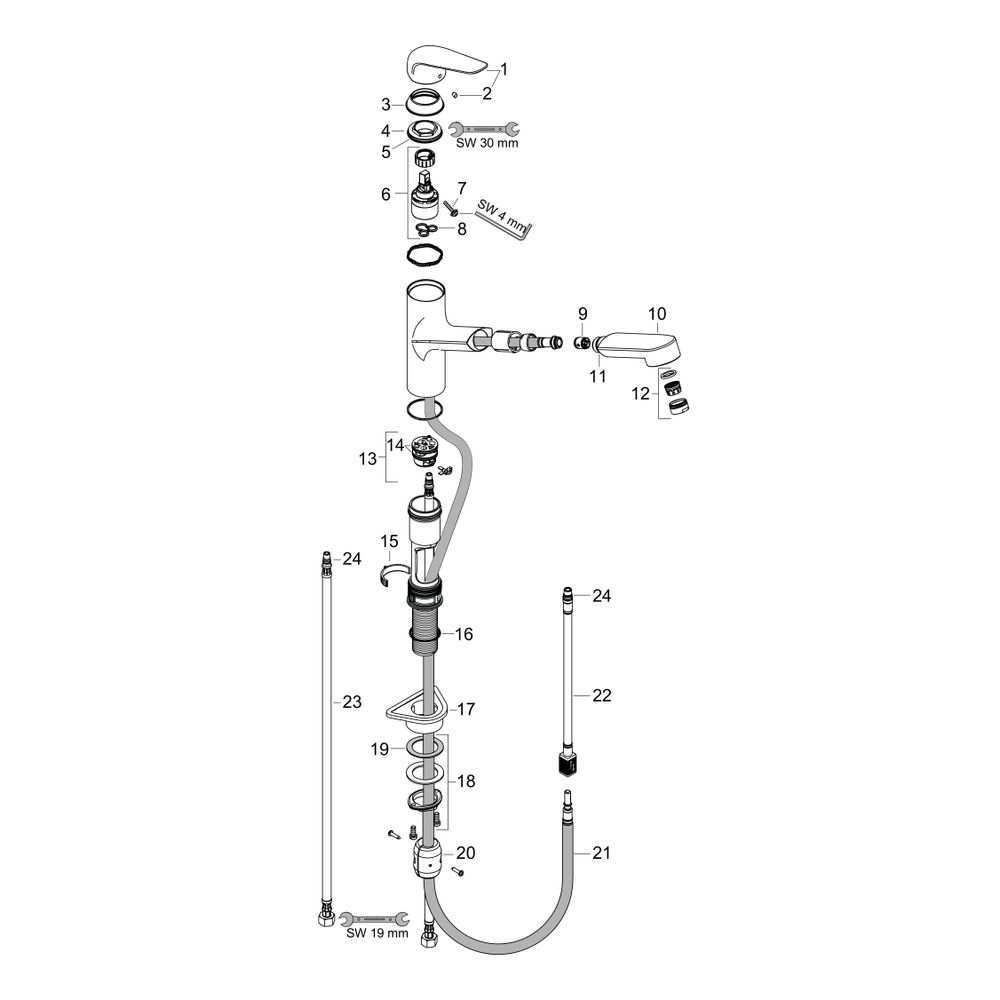 hansgrohe Focus M42 Einhebel-Küchenmischer 150mm 8l/min Ausziehauslauf, 1jet, Chrom... HANSGROHE-71814000 4059625098356 (Abb. 3)