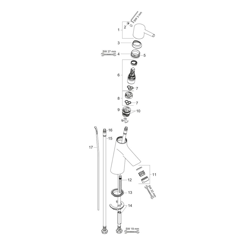 hansgrohe Talis S Einhebel-Waschtischmischer 80mm 5l/min mit Zugstangen-Garnitur, C... HANSGROHE-72010000 4011097770048 (Abb. 4)