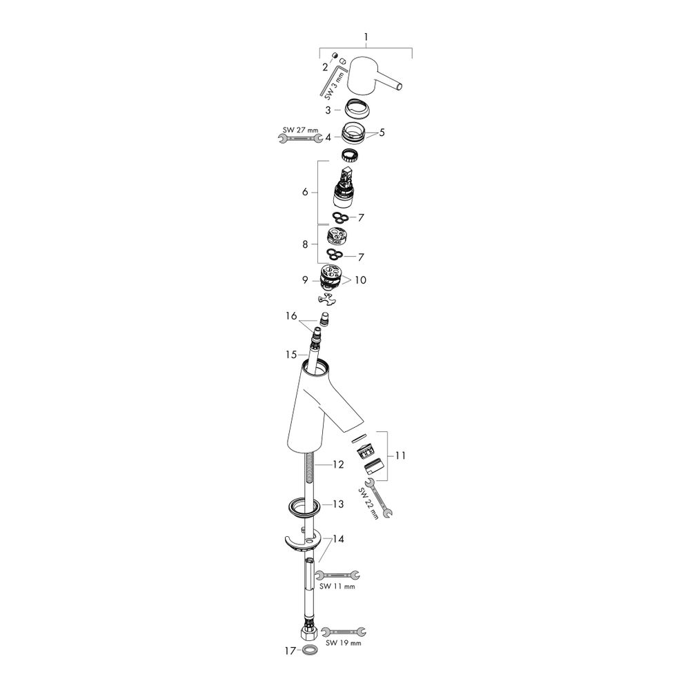 hansgrohe Talis S Standventil 80mm, mit Pinngriff für Kaltwasser oder vorgemischtes... HANSGROHE-72017000 4011097770055 (Abb. 2)