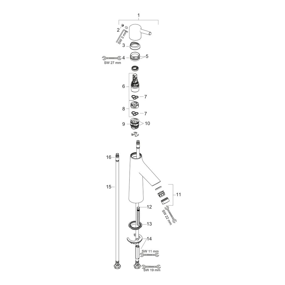 hansgrohe Talis S Einhebel-Waschtischmischer 100mm 5l/min ohne Garnitur, Chrom... HANSGROHE-72021000 4011097770154 (Abb. 2)