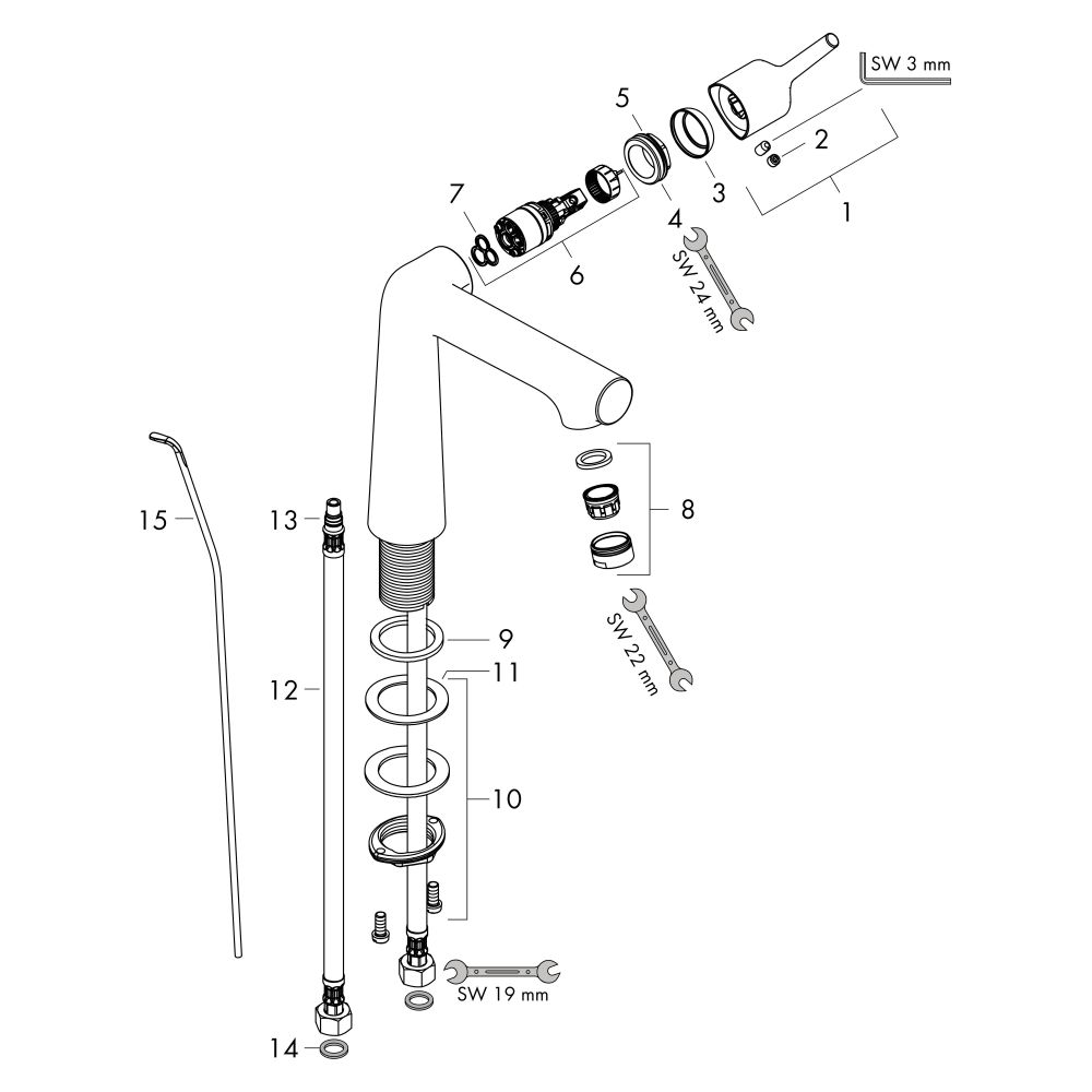 Hansgrohe Talis S Einhebel-Waschtischmischer 140mm 5l/min mit Zugstangen-Garnitur, ... HANSGROHE-72113000 4011097782546 (Abb. 2)