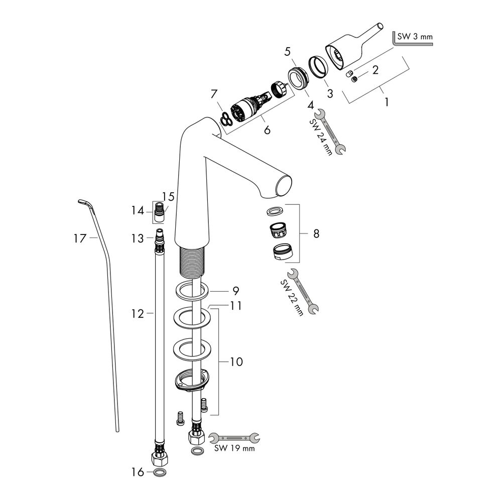 hansgrohe Talis S Einhebel-Waschtischmischer 250mm 5l/min für Aufsatzwaschtische mi... HANSGROHE-72115000 4011097782522 (Abb. 2)