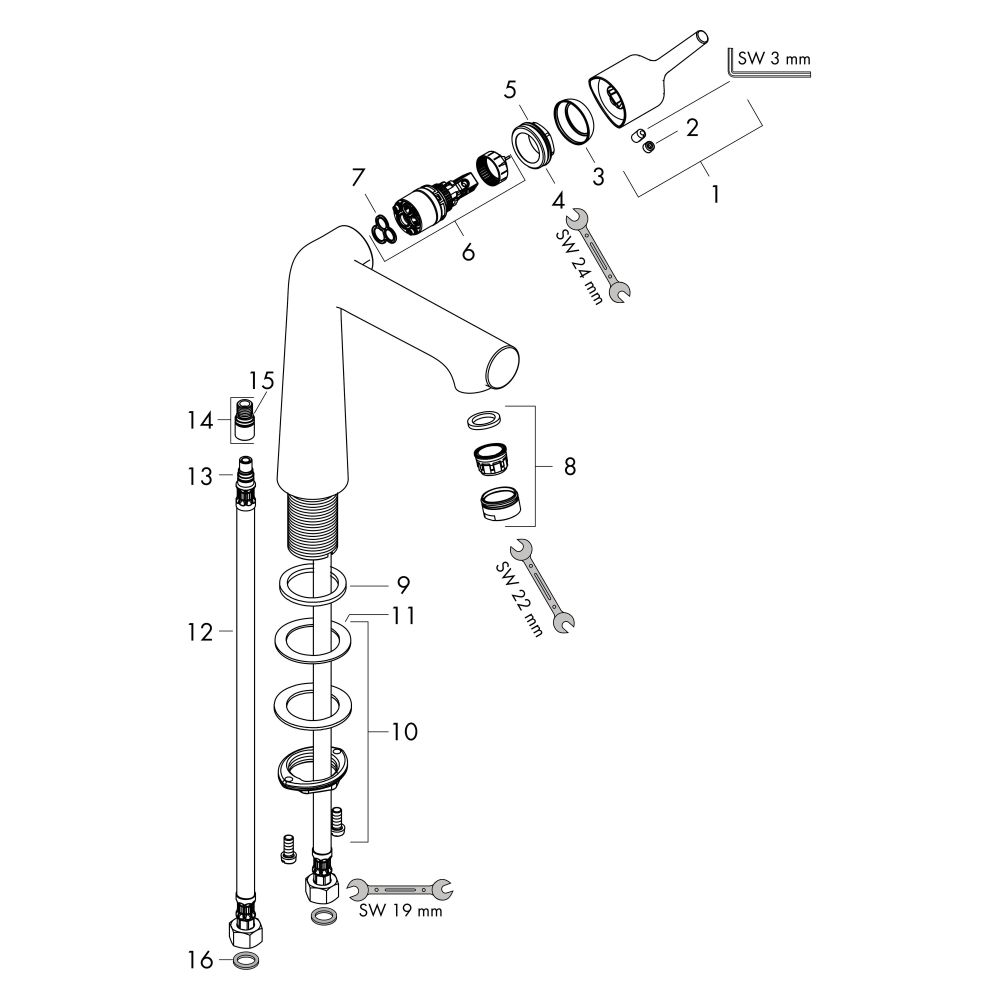 Hansgrohe Talis S Einhebel-Waschtischmischer 250mm 5l/min ohne Garnitur, Chrom... HANSGROHE-72116000 4011097782515 (Abb. 2)