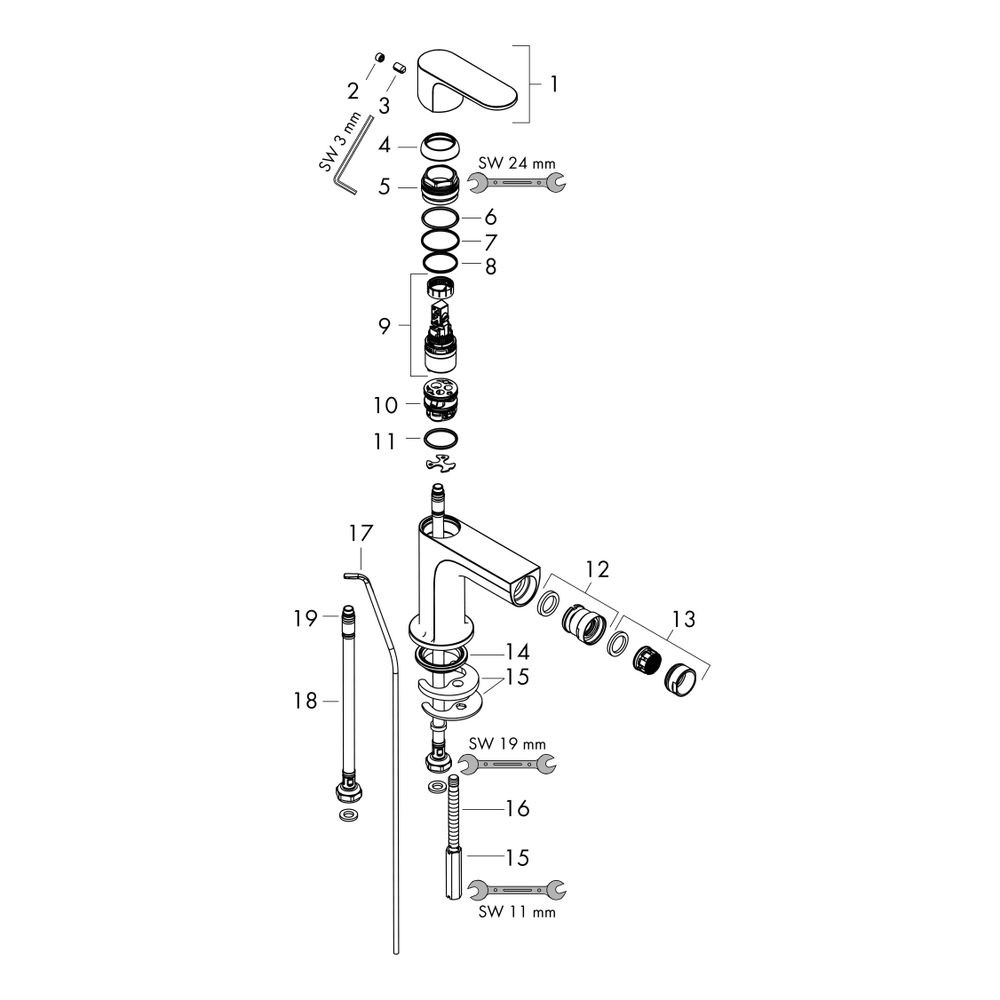 hansgrohe Rebris S Einhebel-Bidetmischer 5l/min Chrom mit Metall-Zugstangen-Garnitu... HANSGROHE-72212000 4059625413074 (Abb. 2)