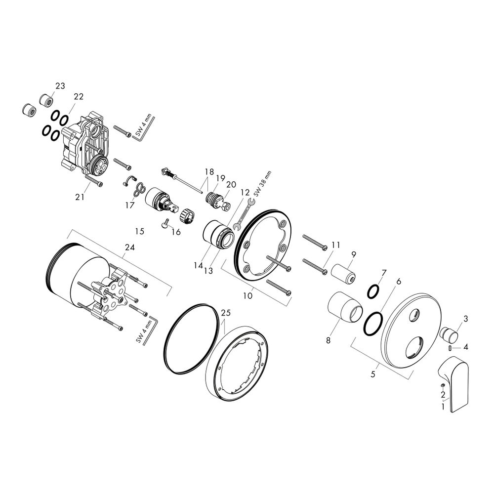 hansgrohe Rebris E Einhebel-Wannenmischer Unterputz 27,6l/min für iBox universal, M... HANSGROHE-72468670 4059625402016 (Abb. 2)
