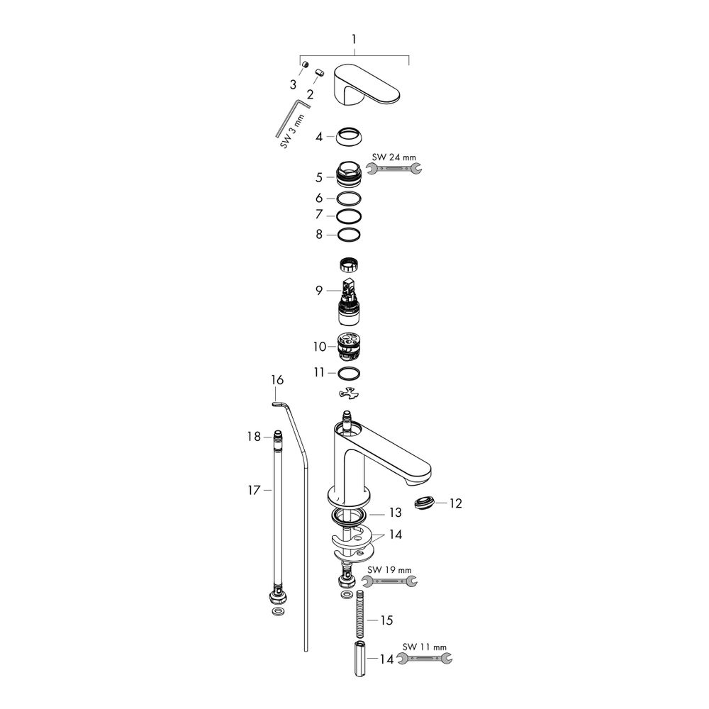 hansgrohe Rebris S Einhebel-Waschtischmischer 110mm 5l/min Chrom mit Zugstangen-Gar... HANSGROHE-72517000 4059625402290 (Abb. 4)