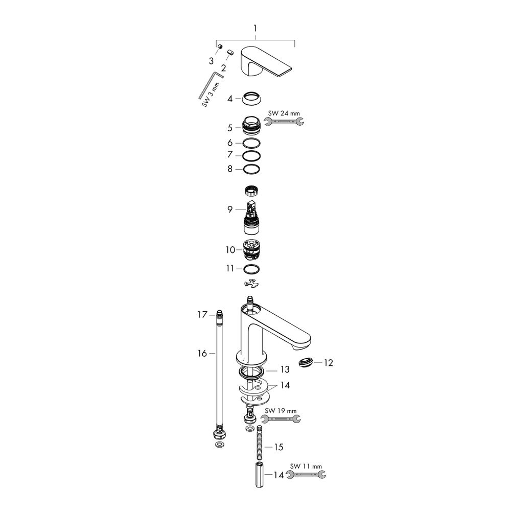 hansgrohe Rebris E Einhebel-Waschtischmischer 80mm 5l/min CoolStart, Mattschwarz oh... HANSGROHE-72554670 4059625412510 (Abb. 2)