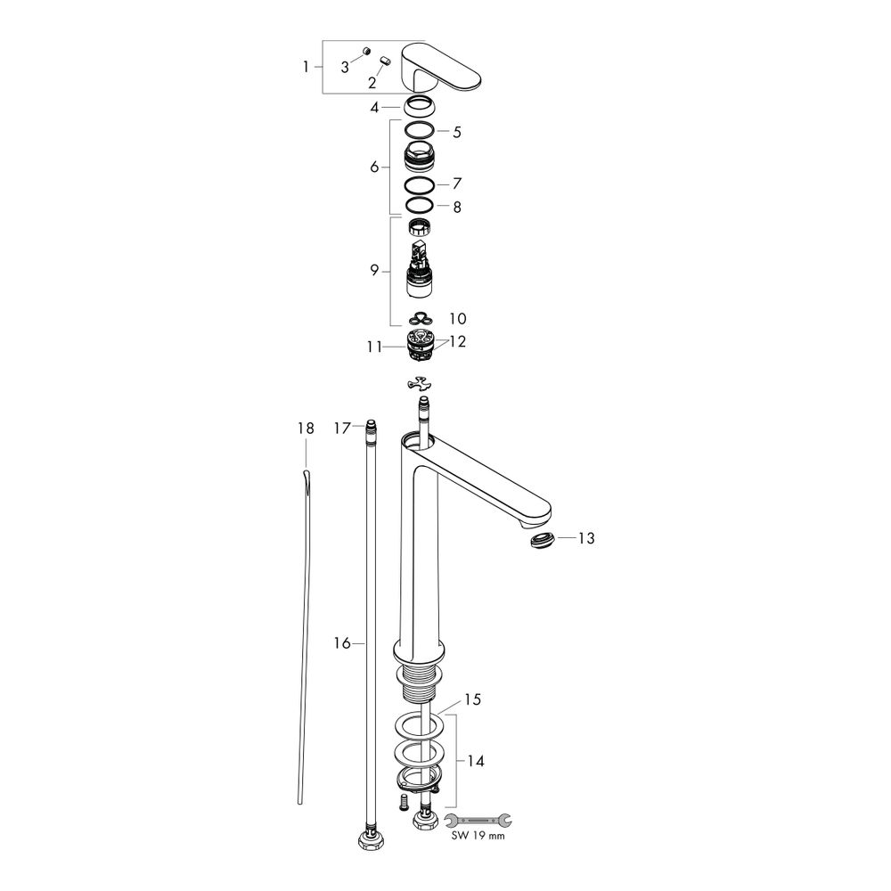 hansgrohe Rebris S Einhebel-Waschtischmischer 240mm 4l/min CoolStart Chrom EcoSmart... HANSGROHE-72590000 4059625418338 (Abb. 2)
