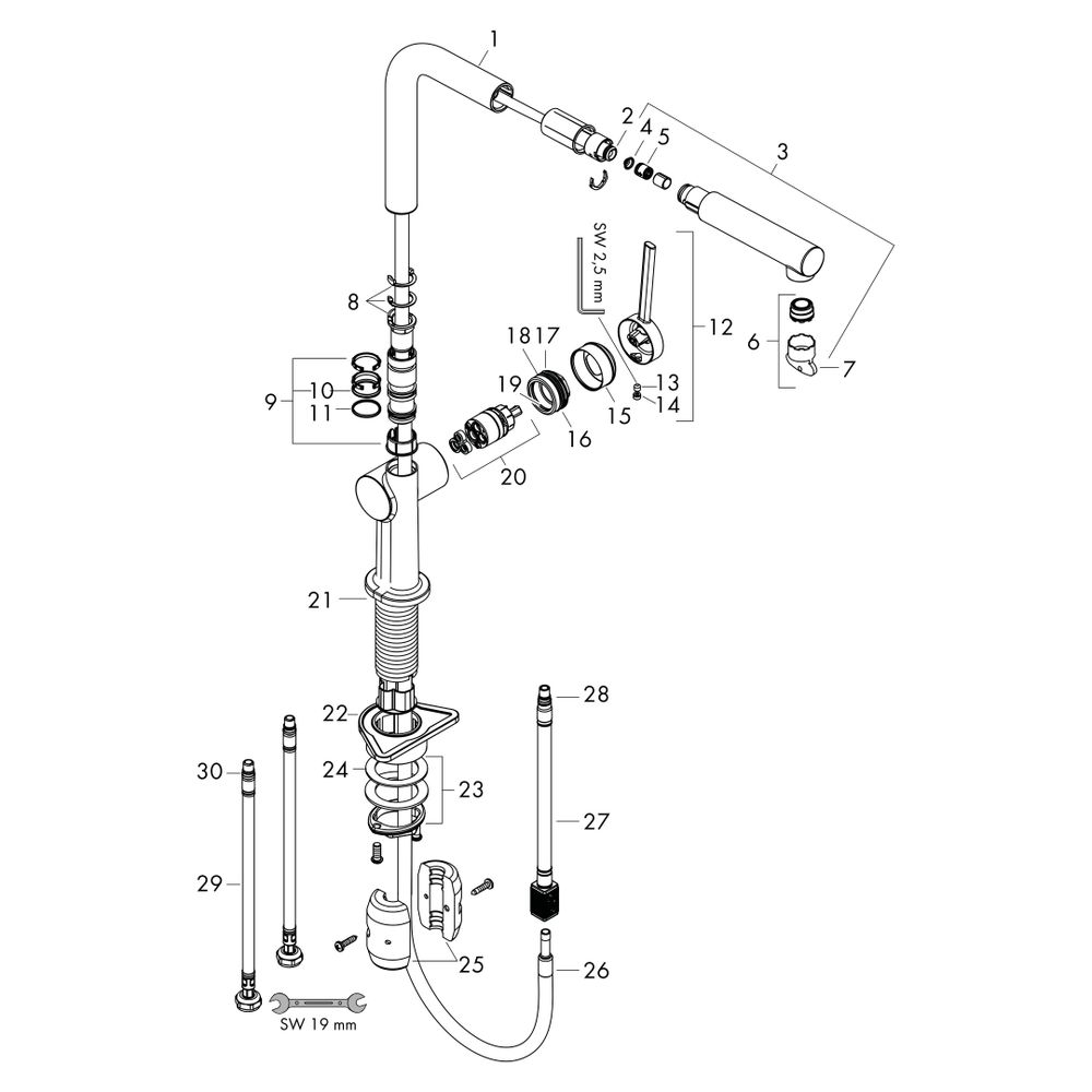 hansgrohe Talis M54, Einhebel-Küchenmischer 270mm 8l/min Schwarz/Chrom gebürstet, 1... HANSGROHE-72808340 4059625405017 (Abb. 4)