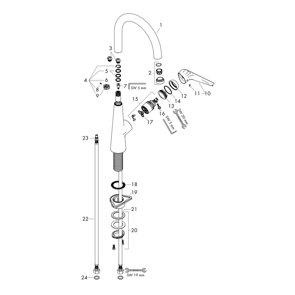 hansgrohe Talis M51, Einhebel-Küchenmischer 260mm 4,5l/min Chrom, 1jet EcoSmart... HANSGROHE-72816000 4059625198155 (Abb. 2)