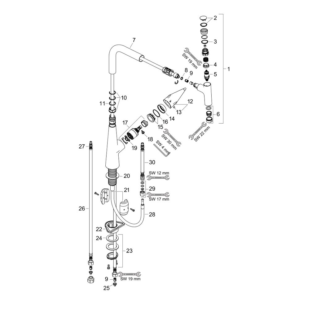 hansgrohe Talis Select M51, Einhebel-Küchenmischer 300mm 8l/min Chrom, Ausziehausla... HANSGROHE-72821000 4011097772752 (Abb. 2)