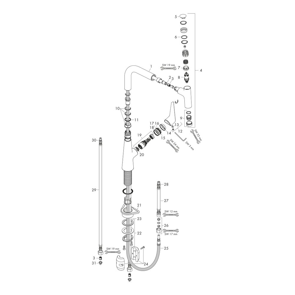 hansgrohe Talis Select M51, Einhebel-Küchenmischer 220mm 8l/min Chrom, Ausziehausla... HANSGROHE-72822000 4011097823584 (Abb. 2)