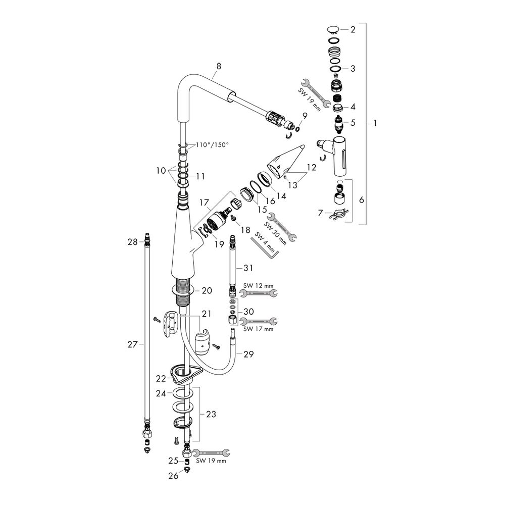 hansgrohe Talis Select M51, Einhebel-Küchenmischer 300mm 8l/min Chrom, Ausziehbraus... HANSGROHE-72823000 4059625255667 (Abb. 2)