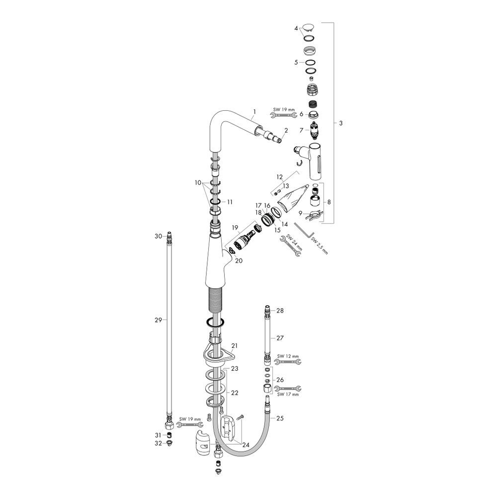 Hansgrohe Talis Select M51mm, Einhebel-Küchenmischer 220mm, 7l/min, Ausziehbrause, ... HANSGROHE-72824800 4059625255636 (Abb. 2)