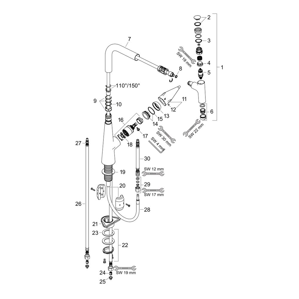 hansgrohe Talis Select M51, Einhebel-Küchenmischer 300mm 4,4l/min EcoSmart, Chrom, ... HANSGROHE-72826000 4059625198209 (Abb. 2)
