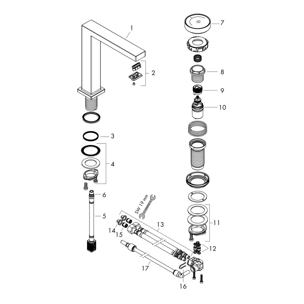 hansgrohe Tecturis E 2-Loch Waschtischmischer 150mm 4l/min CoolStart Chrom EcoSmart... HANSGROHE-73053000 4059625471067 (Abb. 3)