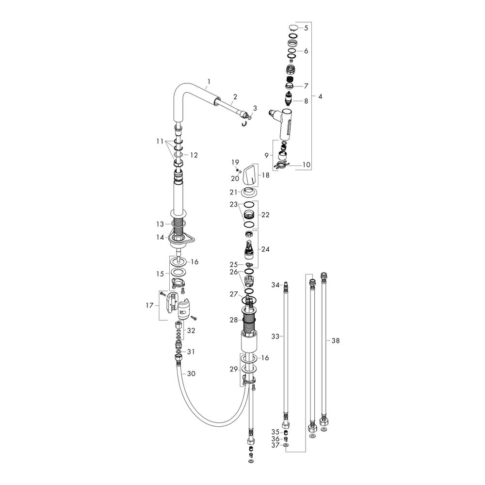 hansgrohe Metris Select M71 2-Loch Einhebel-Küchenmischer 200mm 7l/min Chrom, Auszi... HANSGROHE-73819000 4059625255629 (Abb. 2)