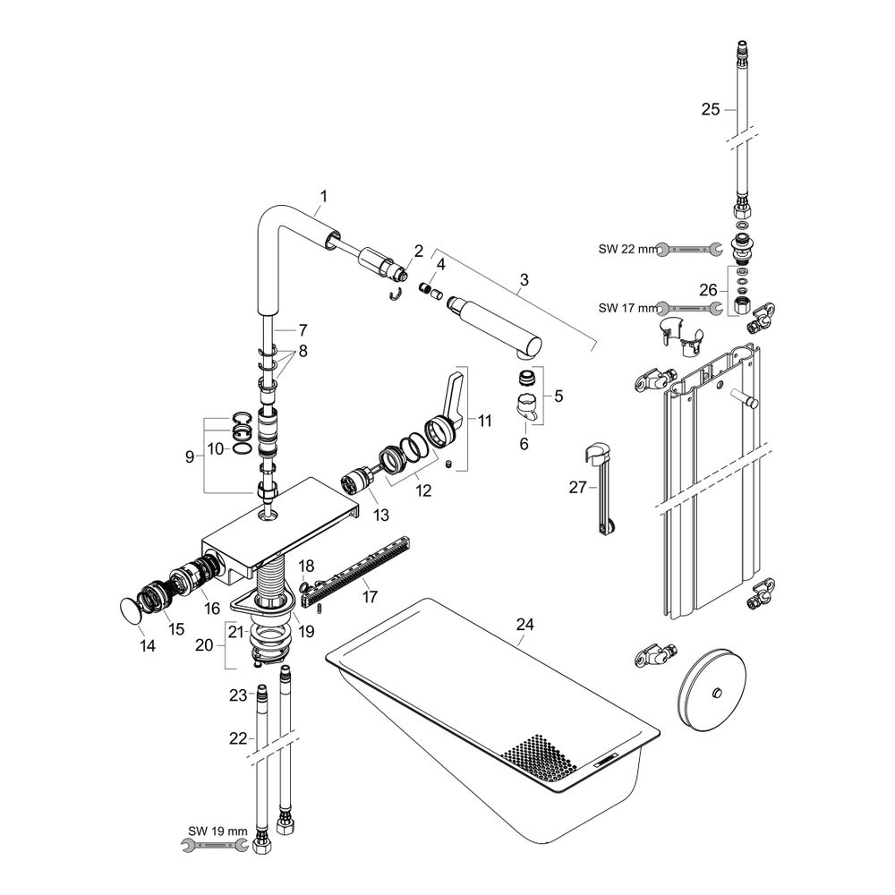 hansgrohe Aquno Select M81 Einhebel-Küchenmischer 250mm 6l/min sBox, Chrom, 2jet, A... HANSGROHE-73830000 4059625255568 (Abb. 2)