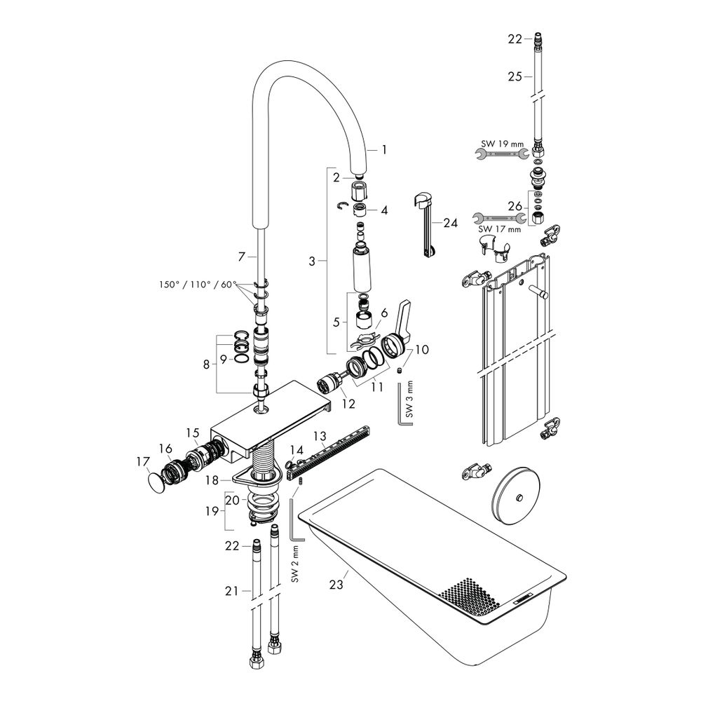 hansgrohe Aquno Select M81 Einhebel-Küchenmischer 170mm 6l/min sBox, Chrom, 3jet, A... HANSGROHE-73831000 4059625255179 (Abb. 2)