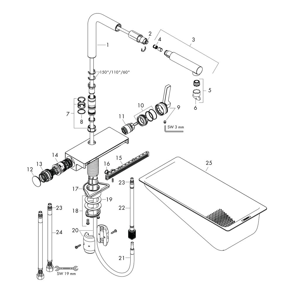 hansgrohe Aquno Select M81 Einhebel-Küchenmischer 250mm 7l/min Chrom, 2jet, Auszieh... HANSGROHE-73836000 4059625269442 (Abb. 2)