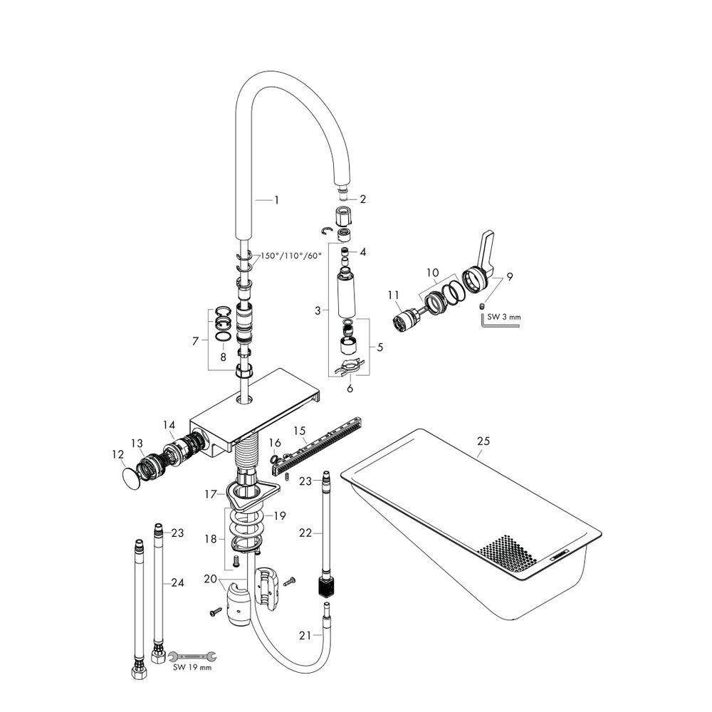 hansgrohe Aquno Select M81 Einhebel-Küchenmischer 170mm 7l/min Chrom, 3jet, Auszieh... HANSGROHE-73837000 4059625269428 (Abb. 2)