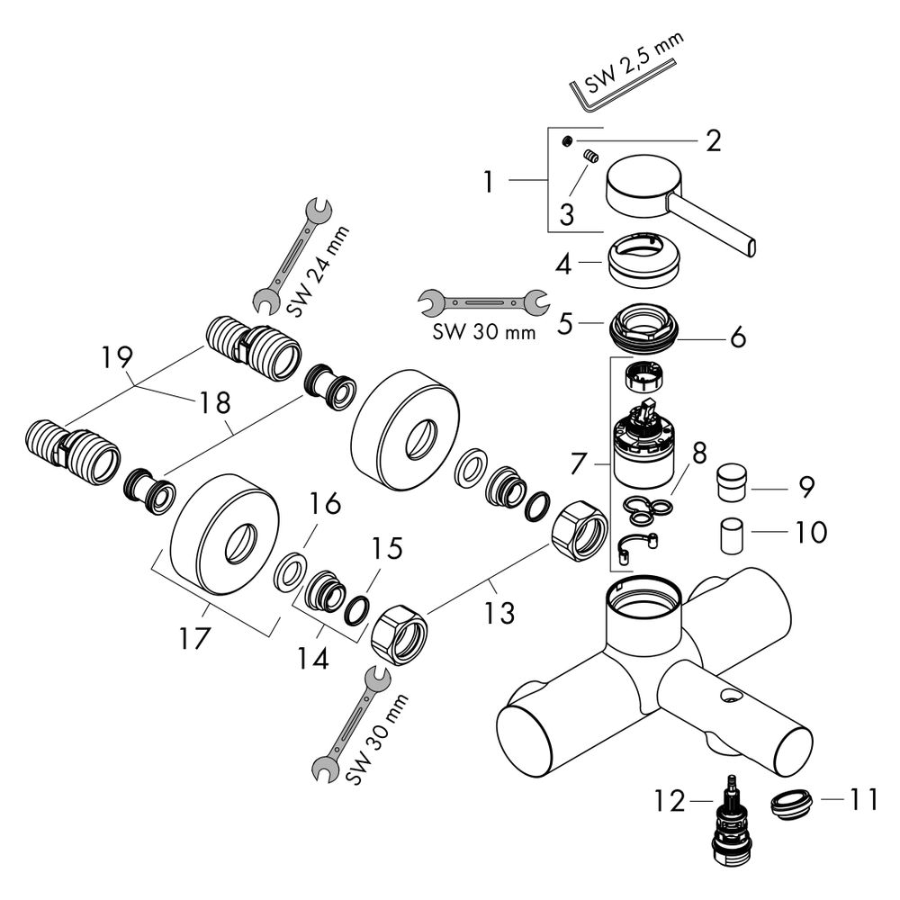 Hansgrohe Zesis S Wannenmischer Aufputz Einhebel, 2 Verbraucher, Mattschwarz... HANSGROHE-74420670 4059625563182 (Abb. 5)