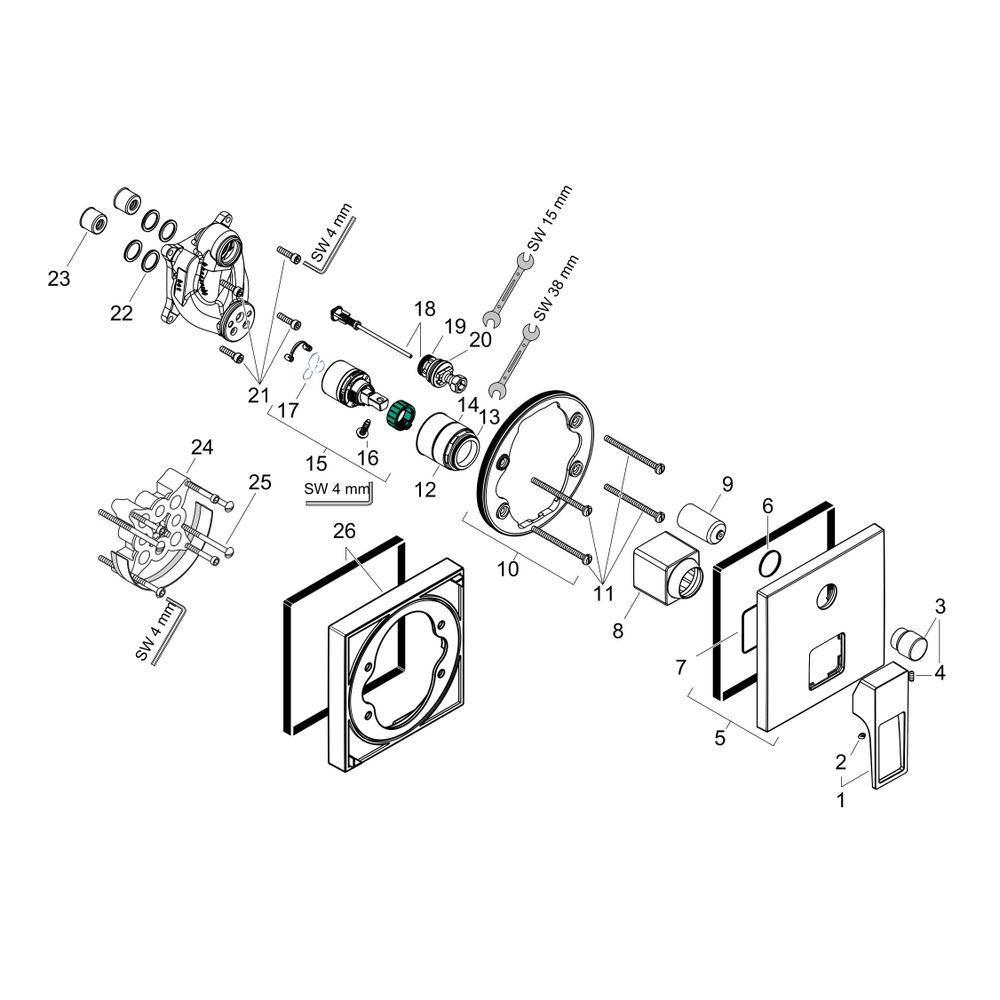 hansgrohe Metropol Einhebel-Wannenmischer Unterputz 29l/min Chrom mit Bügelgriff fü... HANSGROHE-74545000 4011097826028 (Abb. 3)