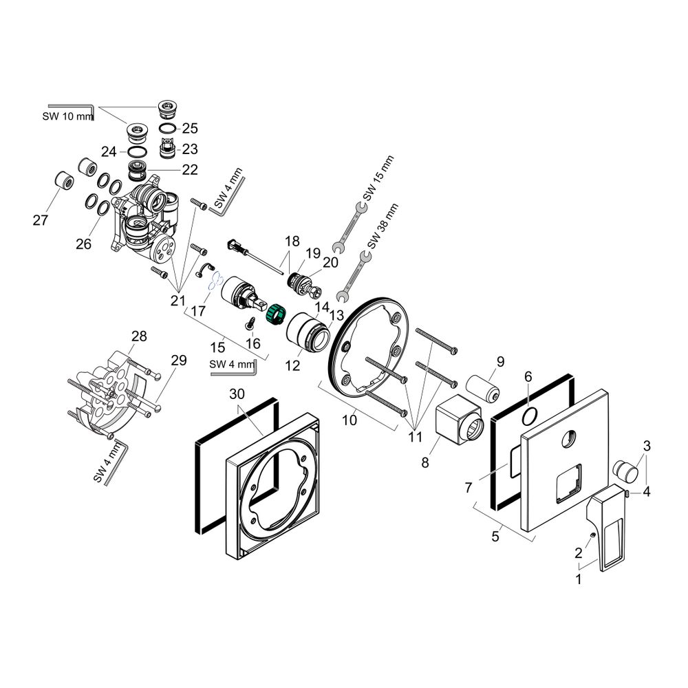 hansgrohe Metropol Einhebel-Wannenmischer Unterputz 25l/min Bügelgriff, Sicherungsk... HANSGROHE-74546000 4011097826004 (Abb. 3)