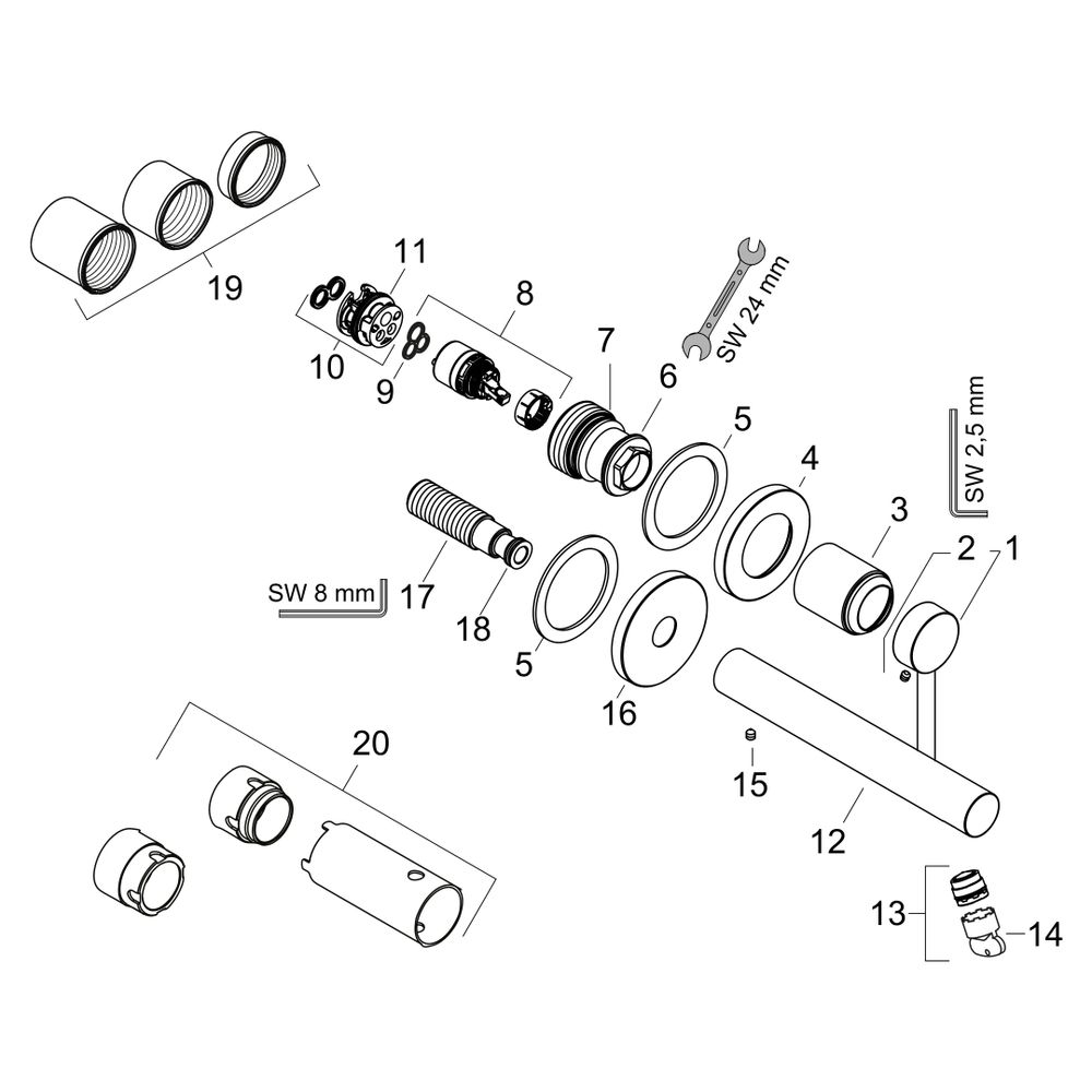 Hansgrohe Zesis S Einhebel-Waschtischmischer Unterputz für Wandmontage mit Auslauf ... HANSGROHE-74750670 4059625563014 (Abb. 5)
