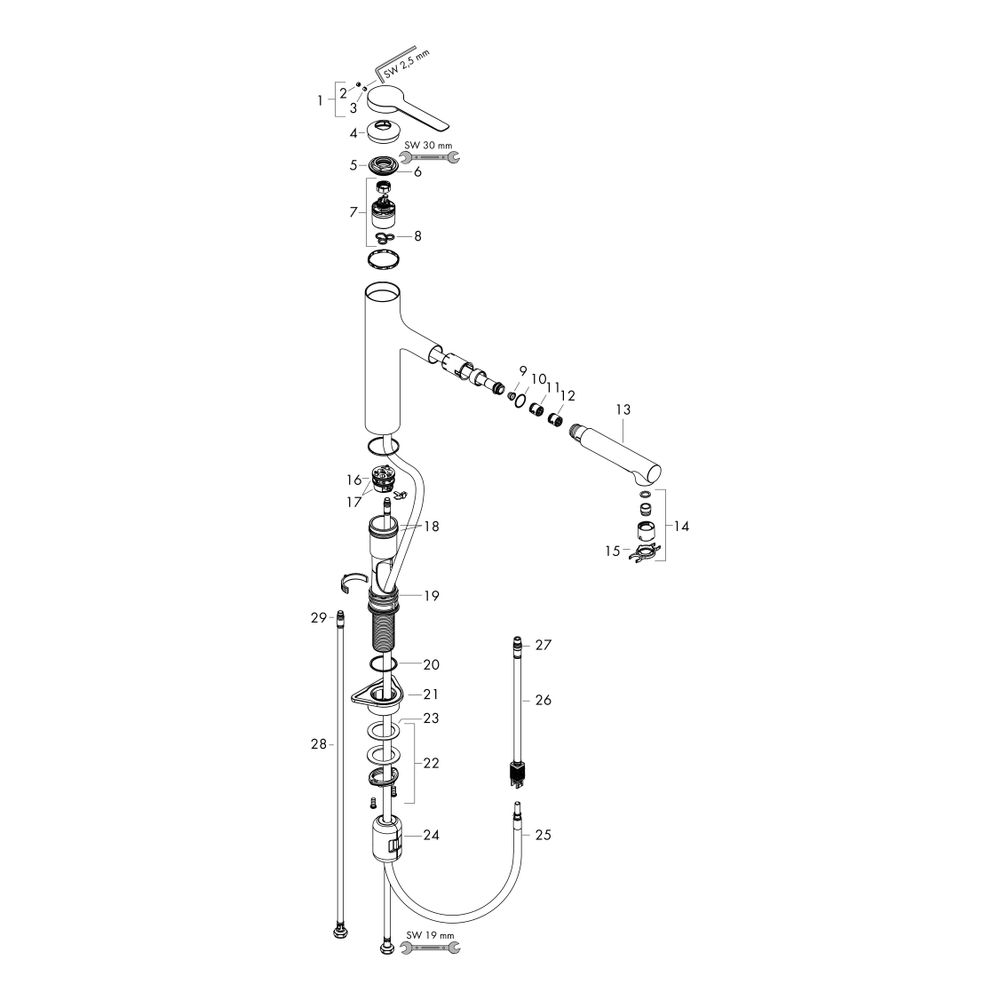 Hansgrohe Zesis M33 Einhebel-Küchenmischer 160mm, 8,2l/min, Ausziehbrause, 2jet, Ch... HANSGROHE-74801000 4059625339770 (Abb. 3)