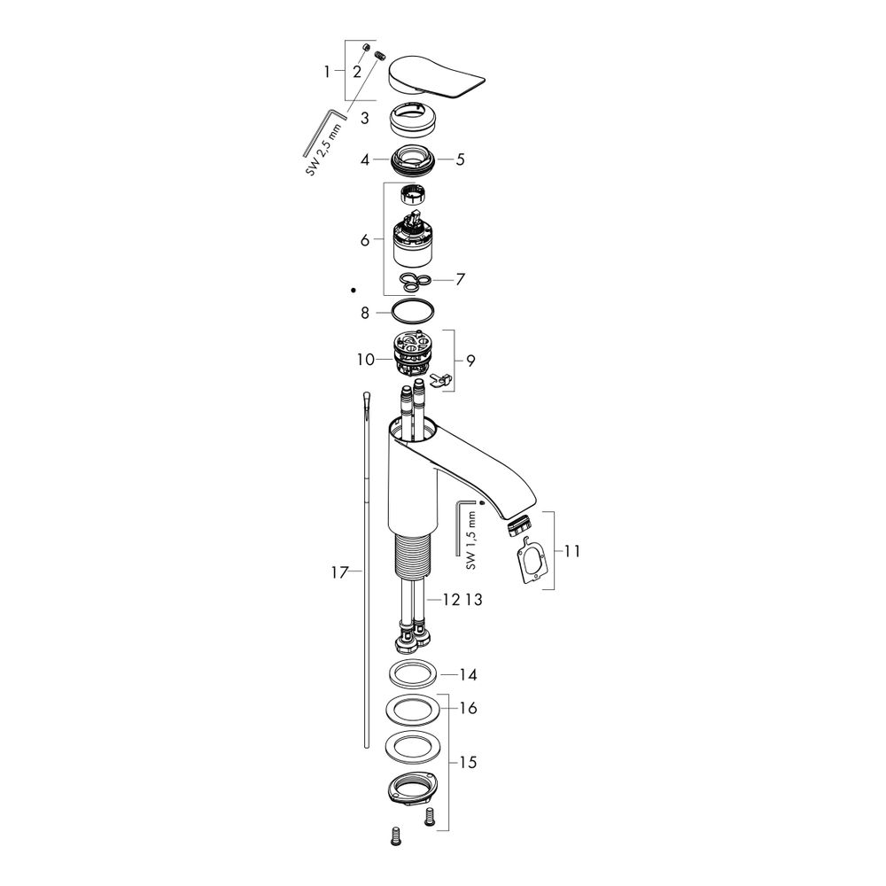 hansgrohe Vivenis Einhebel-Waschtischmischer 80mm 5l/min Chrom mit Zugstangen-Garni... HANSGROHE-75010000 4059625335246 (Abb. 3)