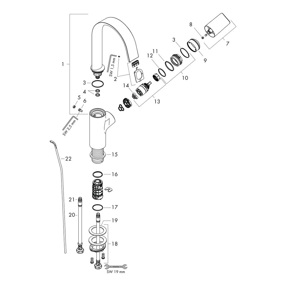 Hansgrohe Vivenis Einhebel-Waschtischmischer 210mm, 5l/min, Schwenkauslauf, Zugstan... HANSGROHE-75030000 4059625334751 (Abb. 3)