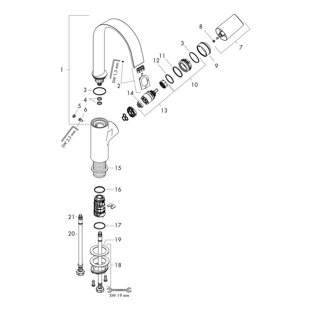 hansgrohe Vivenis Einhebel-Waschtischmischer 210mm 5l/min Chrom mit Schwenkauslauf ... HANSGROHE-75032000 4059625335659 (Abb. 2)